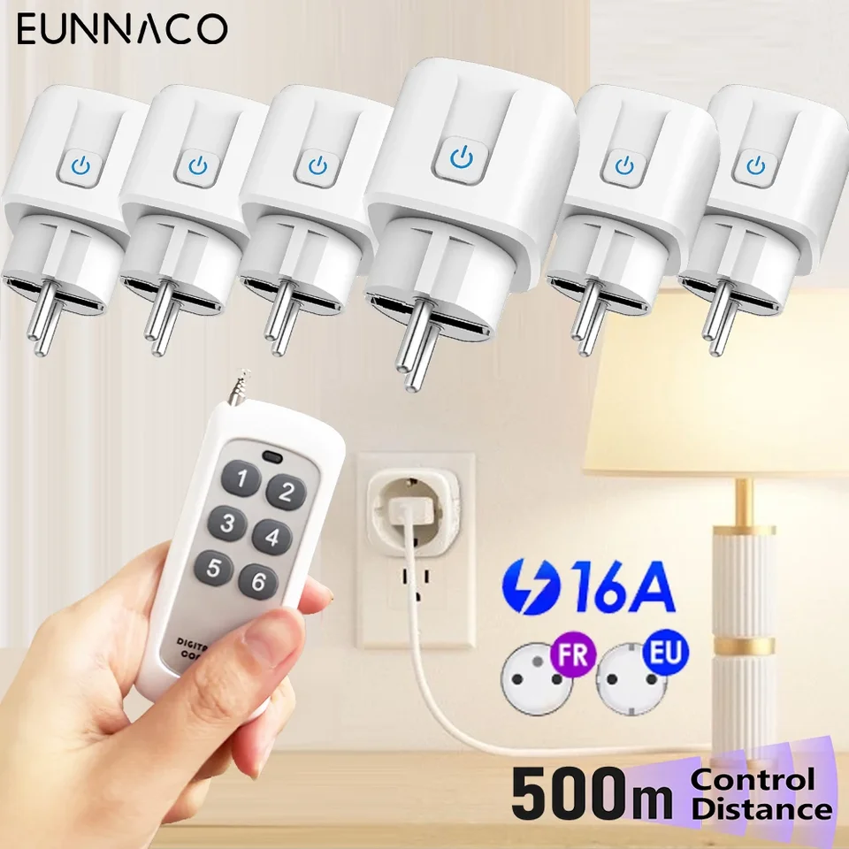 Univerzálny bezdrôtový prepínač s diaľkovým ovládaním RF RF 500 m elektrické zásuvky AC 110V 220V EU zástrčka pre ventilátor Light TV Coffee Machine
