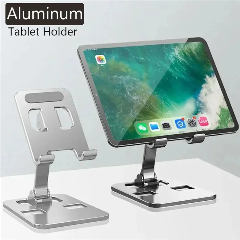 Univerzálny hliníkový zliatinový skladací stolný držiak na stolové držiak Montáž pre iPhone 15 14 držiak mobilných telefónov Tablet Desktop