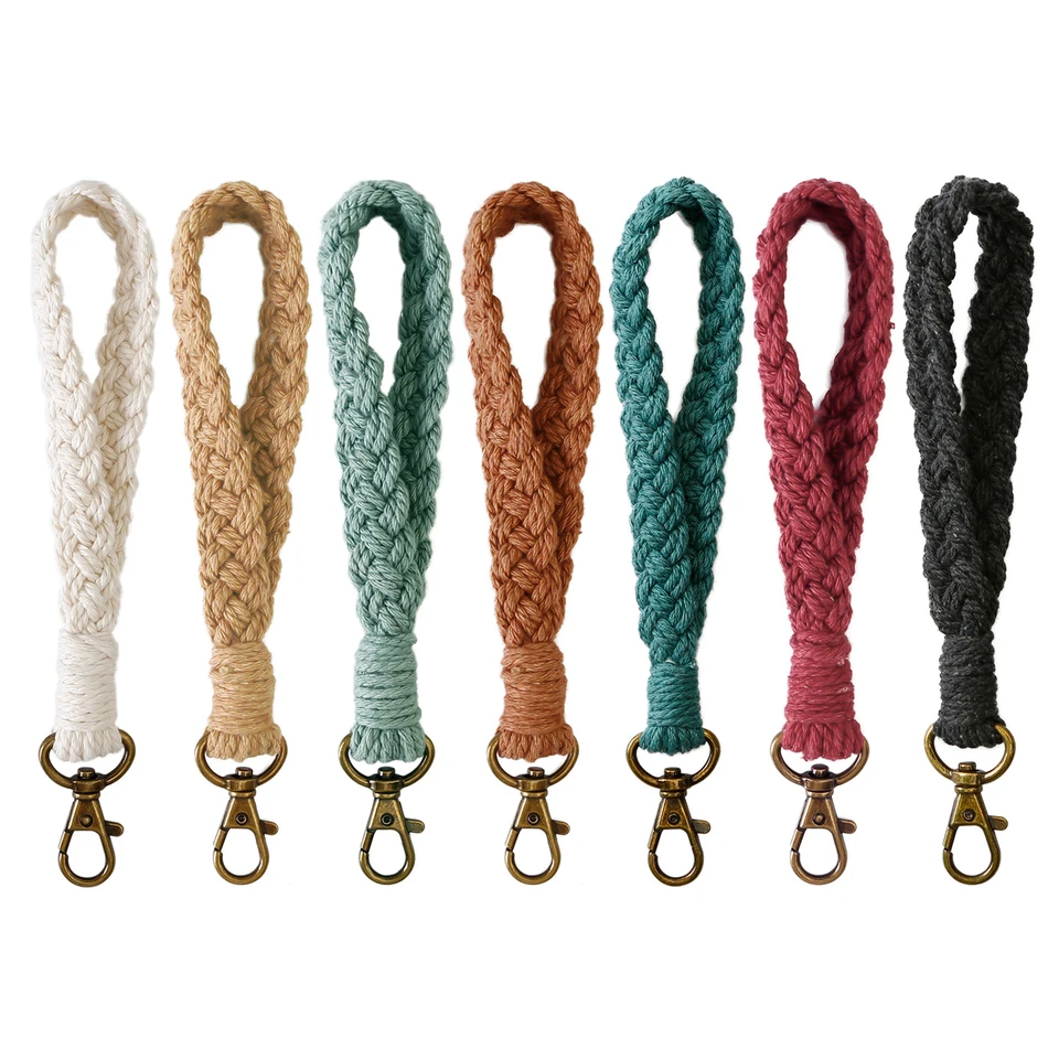 Univerzálny mobilný telefón Lanyard Keychain zápästie Phrist Patch Ručne tkané reťazec reťaz bavlnené lano prívesok