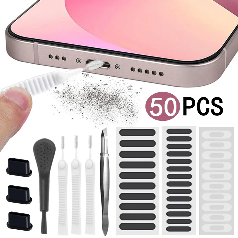 Univerzálny mobilný telefón reproduktor proti prachu čistiaci kefka pre iPhone Samsung Mi Port Protector Prach Plug Plug čistiaca súprava