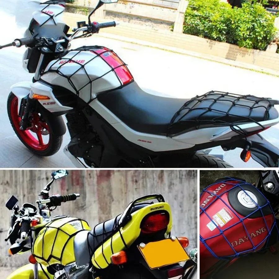 Univerzálny motocykel 6 háčiky s batožinou Čistá bicykel podržanie palivovej nádrže na batožinu sieťový buniek čierna prilba na bicykli Tank Styling