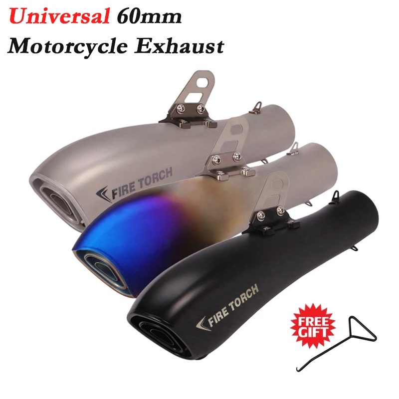 Univerzálny motocykel Torch GP Výfukové potrubie Únik vľavo a doprava 60 mm pre Z1000 R1 Ninja 250 R25 CB500X Modify Mufler DB Killer