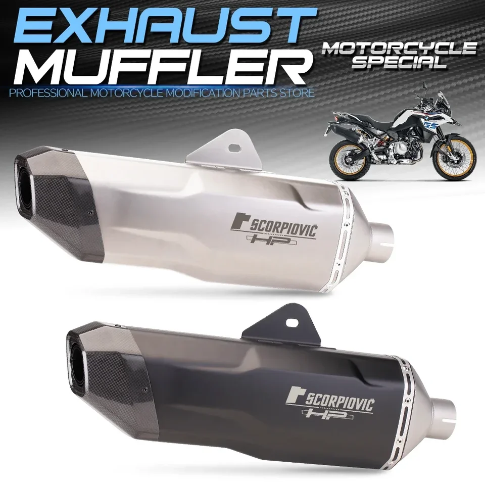 Univerzálny motocykel výfukových vlákien Uhlíkové vlákno modifikované úniky Moto pre F750GS F850GS ADV R1200GS RC390 NINJA400 Z900 TRK502