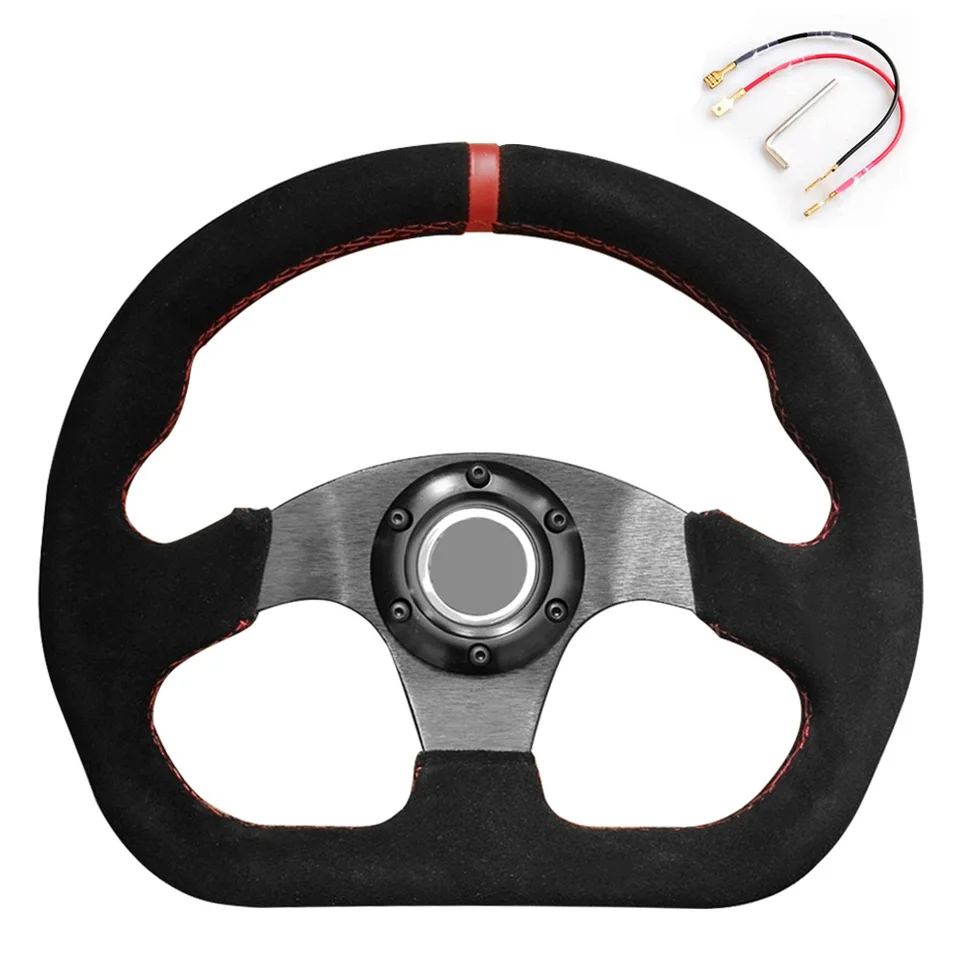 Univerzálny závodný volant 13 palcov 330 mm matný semišový hliníkový rám plochý drift Game Modifikácia športového volantu