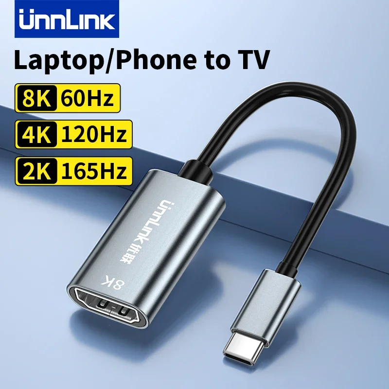 Unlink 8K USB C až HDMI adaptér 4K 120Hz/2K 165Hz Typ C Thunderbolt 4 až HDMI Converter Hub pre prenosný počítač s telefónom s telefónom