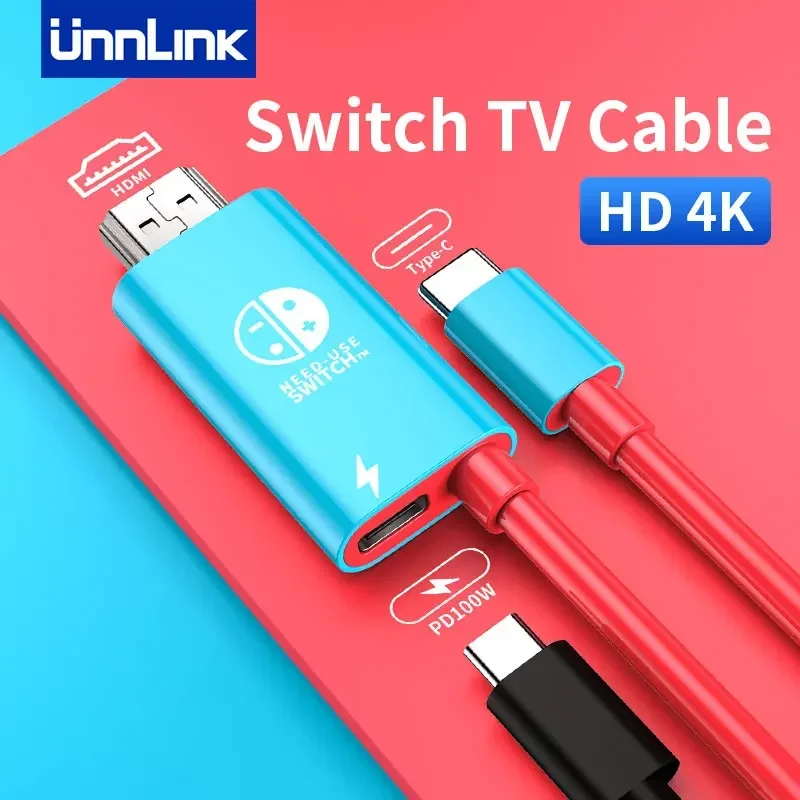 UNNLINK 4K 30Hz USB Typ C až HDMI TV kábel pre Nintendo Switch/OLED TV Docking Režim 100W PD Charing for SteamDeck Rog Ally