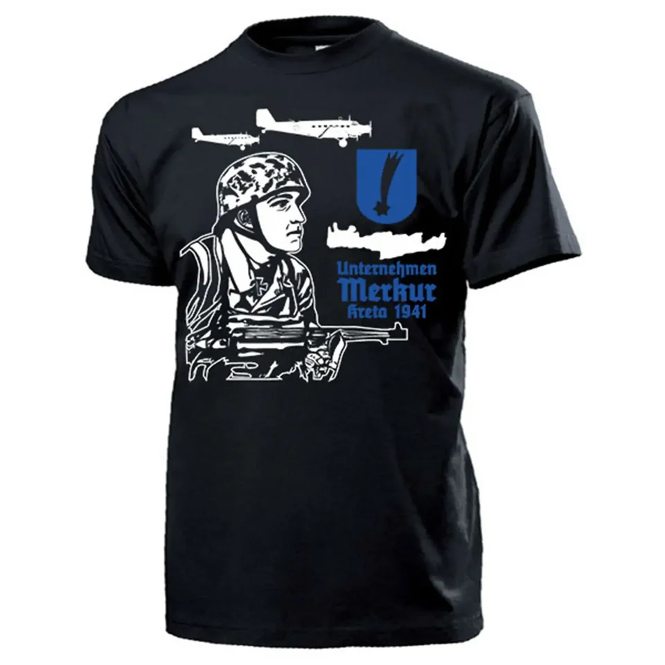 Unternehmen Merkur Kreta 1941 Deutsche Fallschirmjäger-Tričko Pánske 100% bavlnené tričká Loty Top Veľkosť S-3xl