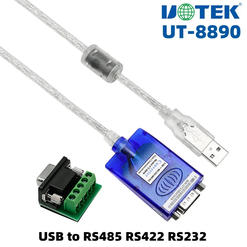Uotek 4,9ft USB až RS232 RS485 RS422 prevodník USB-A RS-232 RS-485 RS-422 Kábel Serial DB9 konektor DB9 Celý polovičný duplex UT-8890