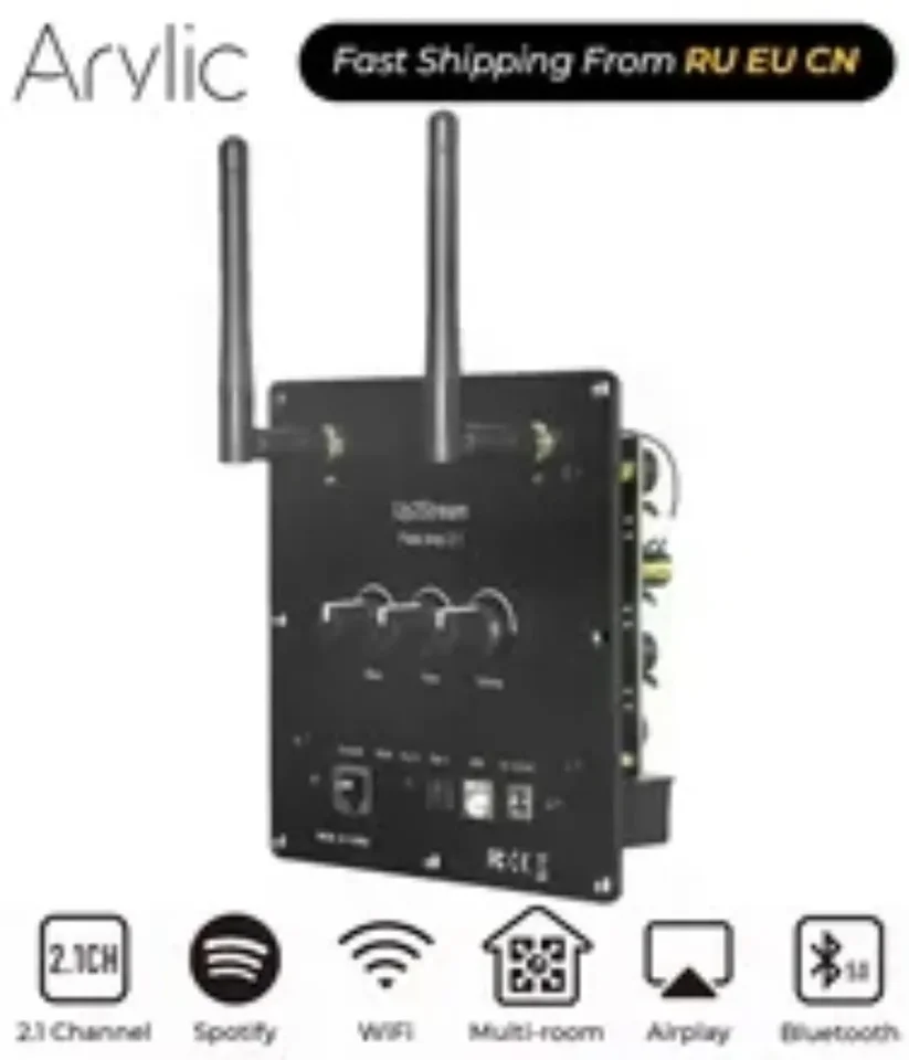 UP2Stream Plate Amp 2.1 WiFi a Bluetooth 5.0 Multiroom Audio 50*2W+100W zosilňovacia doska s ekvalizérom Spotify AirPlay