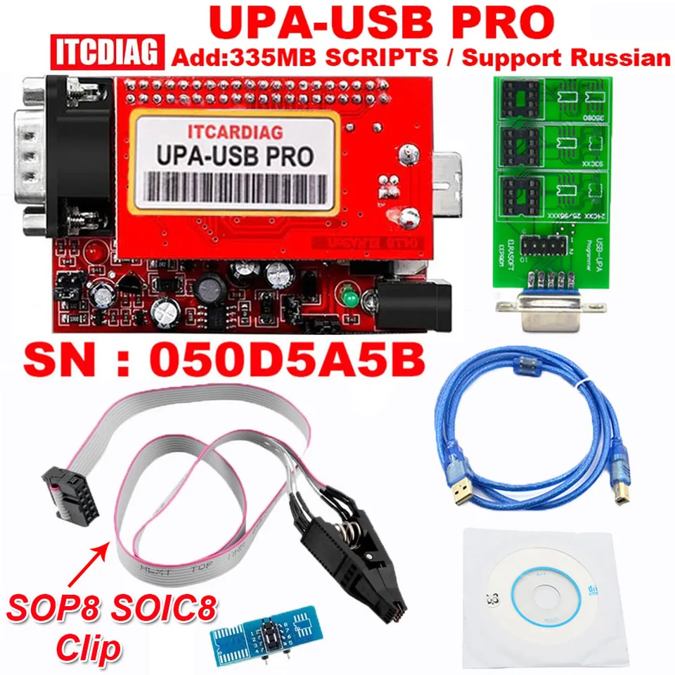 UPA USB V1.3 ECU Chip + SOP8 SOP16 KLIPOVÝ POZNÁMKA Programátor EEPROM Board Adapter pre 24CXX a 25 / 95XXX 93CXX 35080