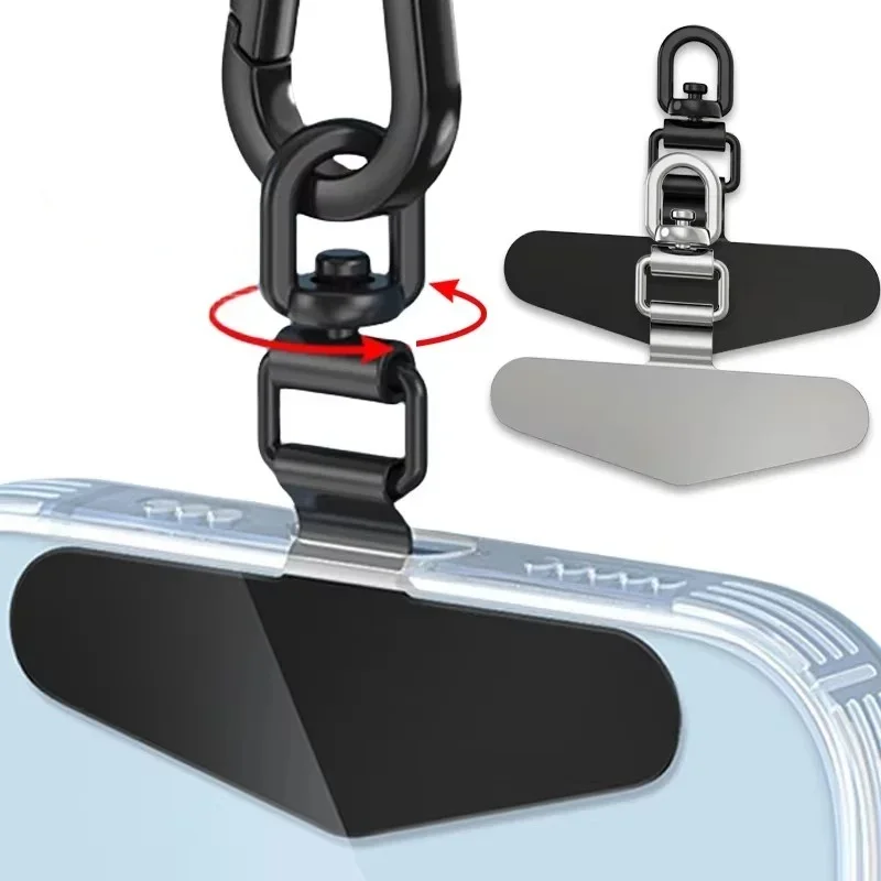 Upgrade 360 ​​stupňov otočných kovových kovových popruhov mobilných telefónov Tether karta karta ultra tenká z nehrdzavejúcej oceľ