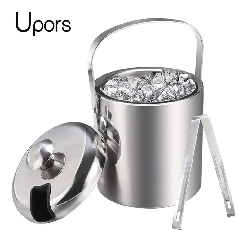 UPors ICE BUCKET 1,3L z nehrdzavejúcej ocele ľadové vedro s kliešťom a prenosným barom chladiace pivo chladič šampanského vína vedra šampanského