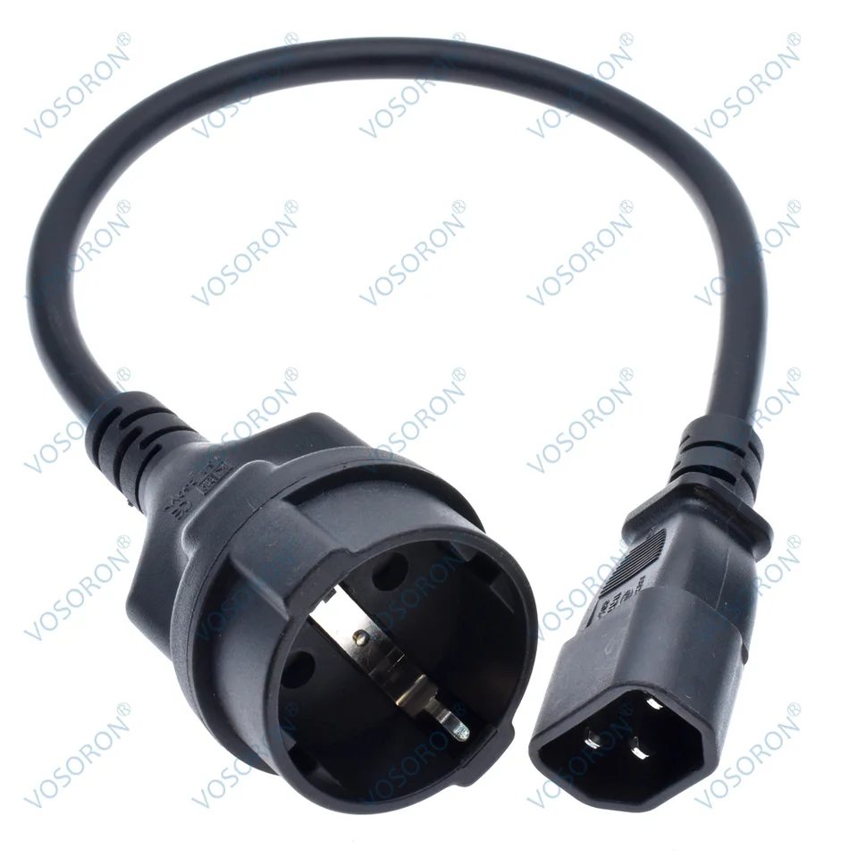 UPS PDU Power Extension Cord IEC 320 C14 Muž do Schuko Cee7/3 Európsky ženský adaptér kábel 37 cm