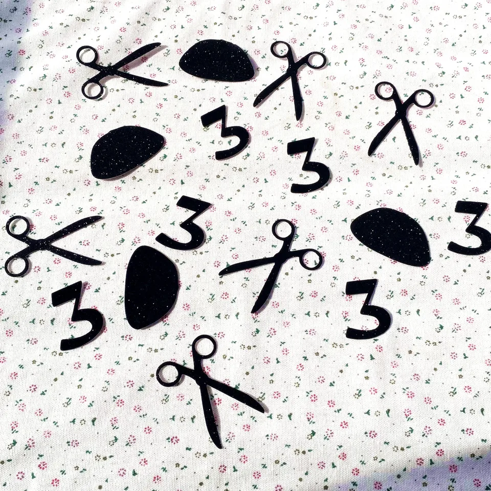 Upsherin Age Židovský 3 -ročný strihový stôl rozptyl 3. narodeniny Halka Party Decor Yarmulka Scissors číslo 3 Kippah Confetti