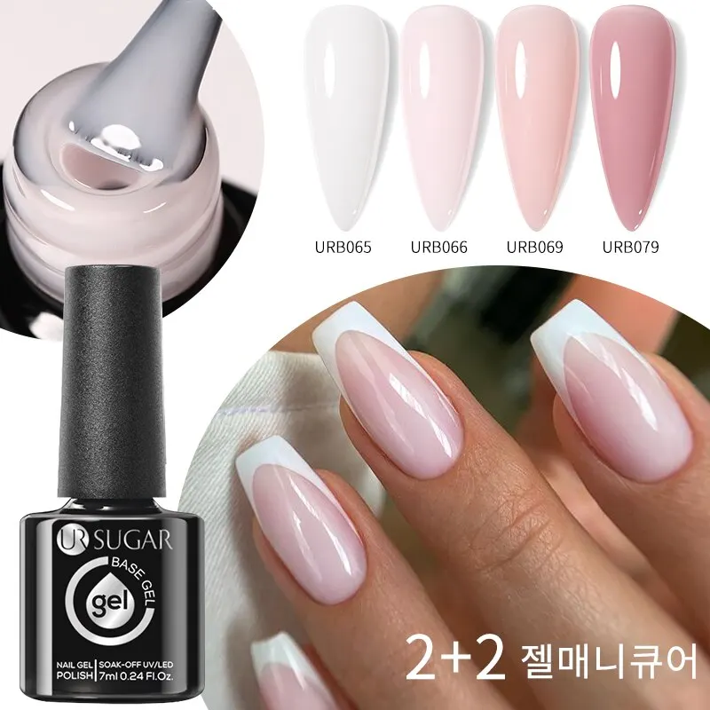 Ur cukor 4ks/set 7ml Auroras Gum Base Base Gel Pink Fialová iskrivá Aurora Glitter Gel Gel Lociss Semi Polovná namáčanie UV LED