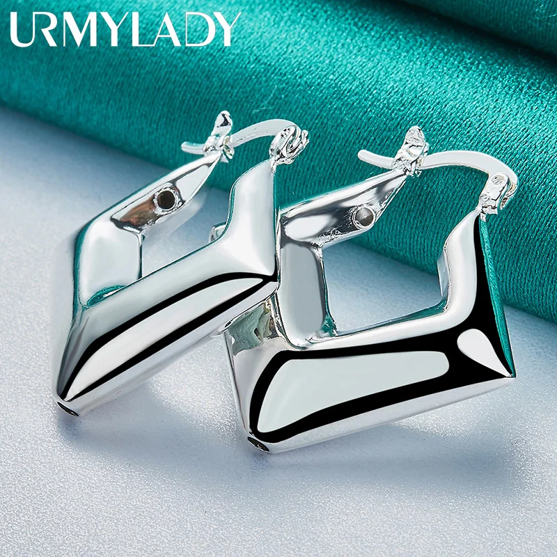 Urmylady 925 Sterling Silver Rhombus náušnice pre ženy módne svadobné zásnubné kúzlo šperky