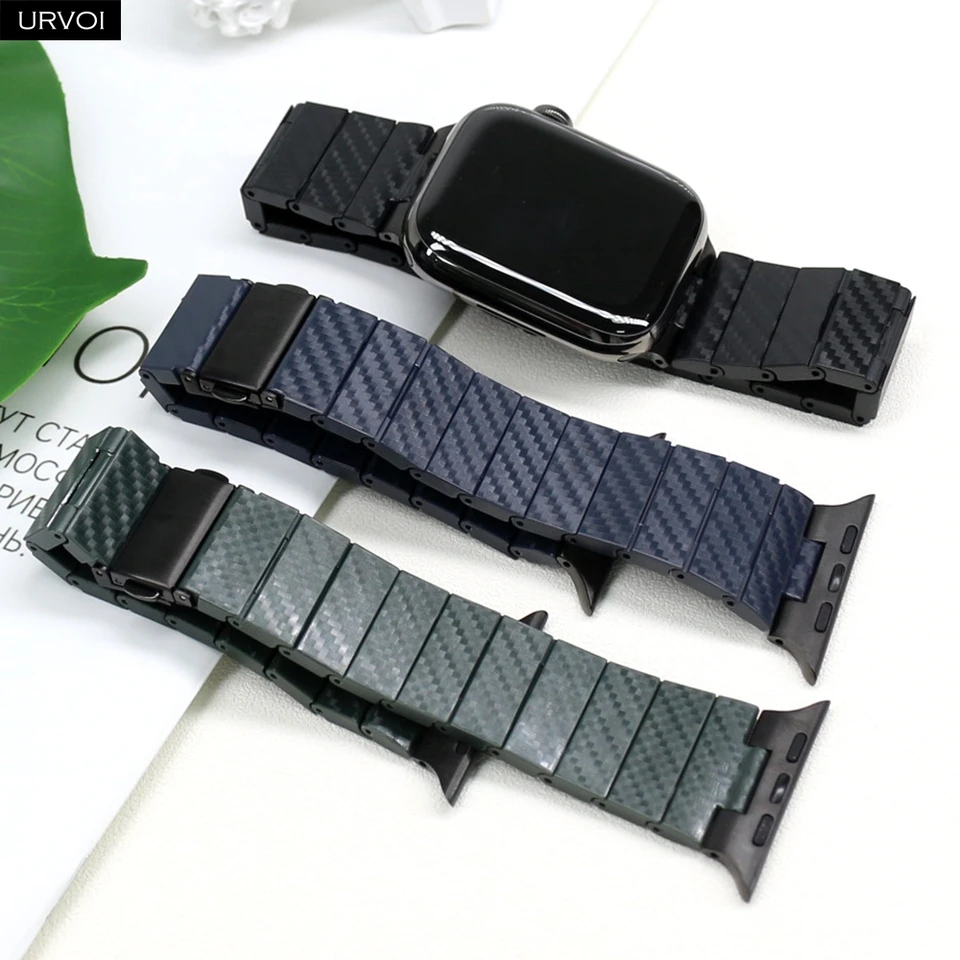 Urvoi Band for Apple Watch Ultra 2 Series 10 9 8 7 6 SE Plastické PLAP PLAC s lakovaním uhlíkových vlákien pre IWATCH 41 45 mm