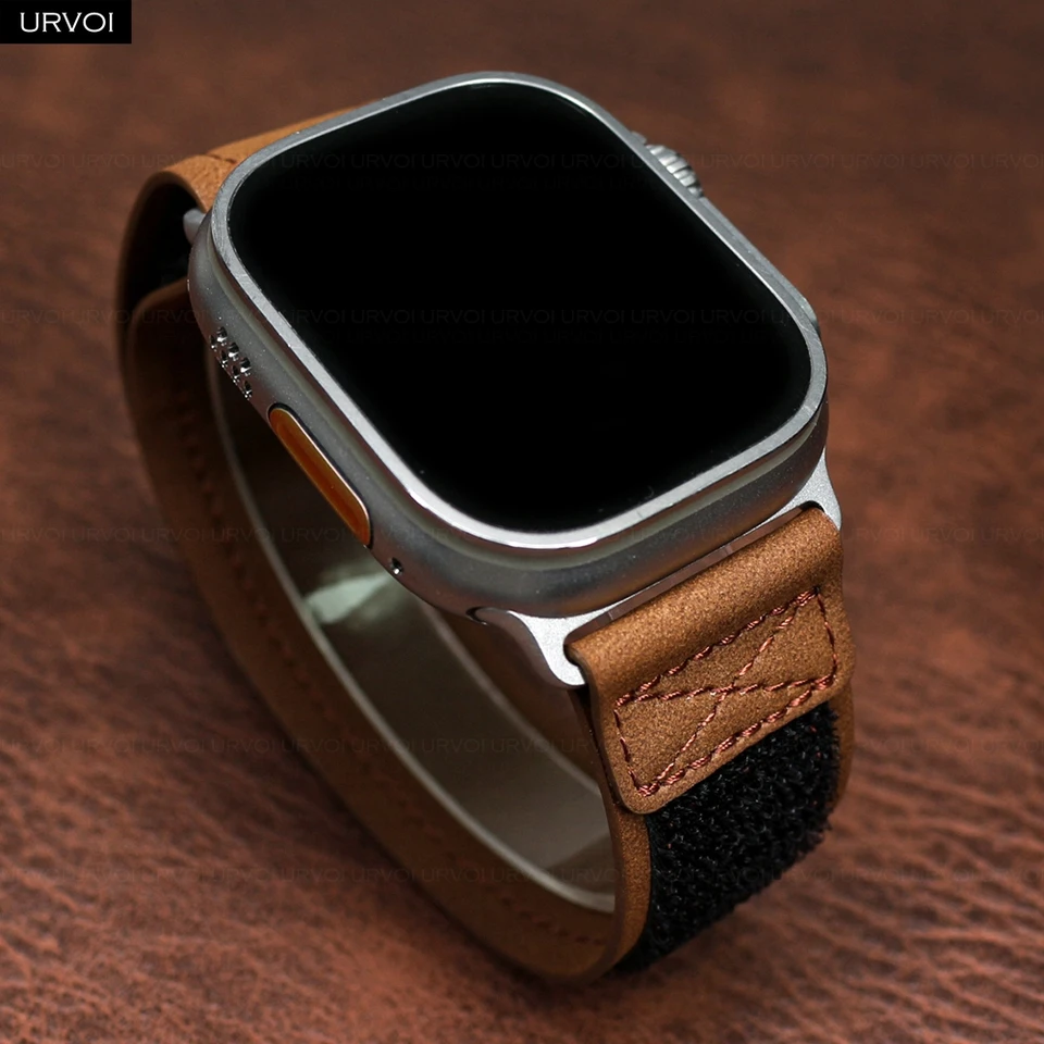 Urvoi Band pre Apple Watch Ultra 2 Series 10 9 8 7 6 SE 5 Kožený remienok pre IWATCH WRISTBAND HOOK A LOOP Uzavretie 49 mm