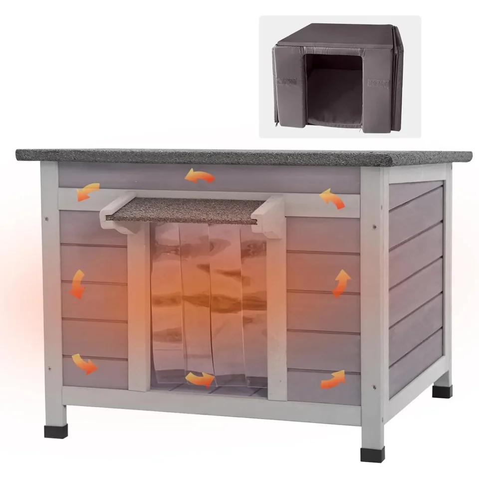 US Outdoor Cat House s izolovanou vložkou odolnou proti poveternostným vino -divokým prístreškom na zimu ， nepremokavá strecha ， teplá vložka vo vnútri