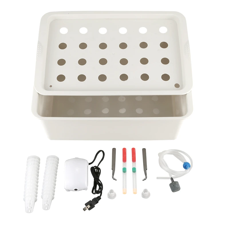 US Prisp 24 jamkových hydroponických výsadbových rastlín Plant Plant Hydroponická súprava Záhradníctvo Kvetinpot Indoor Pesting Box Planting Sit