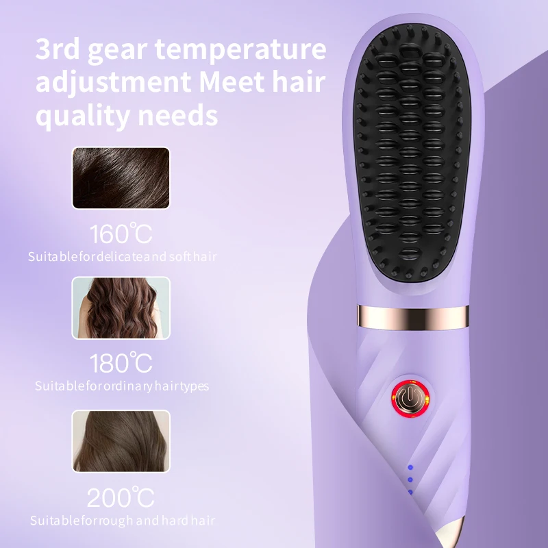 US Prisp Straight Comp Compre 3. prevodový stupeň Mini iónový horúci hrebeň Po rovinníku Lightweight Protectable Narmerning Brush