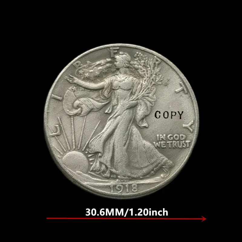 USA 1918 Walking Liberty Half Dollar Copy Copy Challenge Pocket Coins Vianočné darčeky