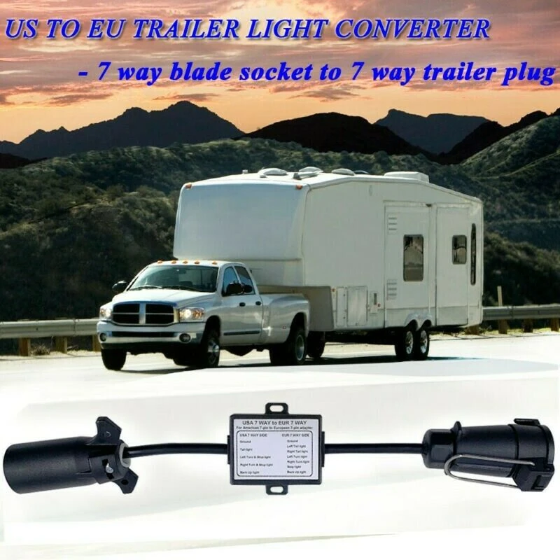 USA do EÚ Trailer Light Converter US 7-Way Blade Socket do 7-kolíkovej okrúhle