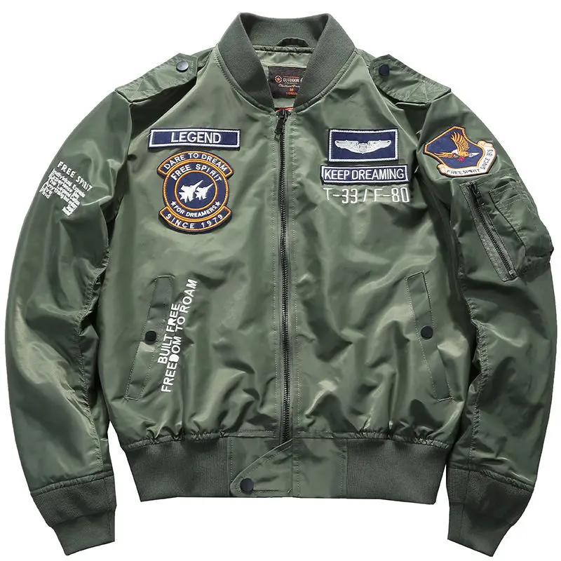 USA MAN's Bomber Bunda Baseball Uniforma Air Force One Army Aviation Leskant letec Aviator Workwear Baseball Jersey vyšíva