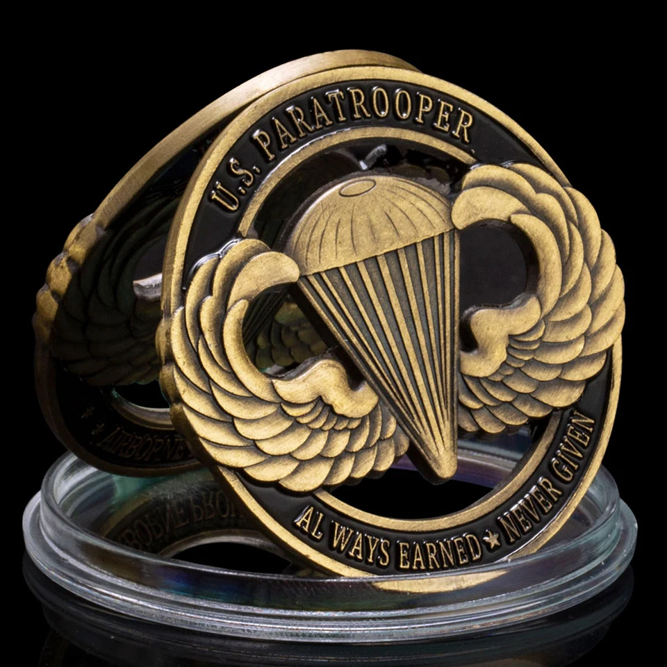 USA Paratrooper Souvenír Bronz Bronz Collectible Collectible Airborne Challenge Coin vždy získal pamätnú mincu