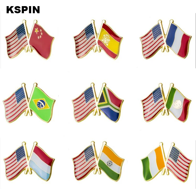 USA Priateľstvo Vlajka kovový kloel Pin Vojenský odznak Krásne brošne Coins Collectibles