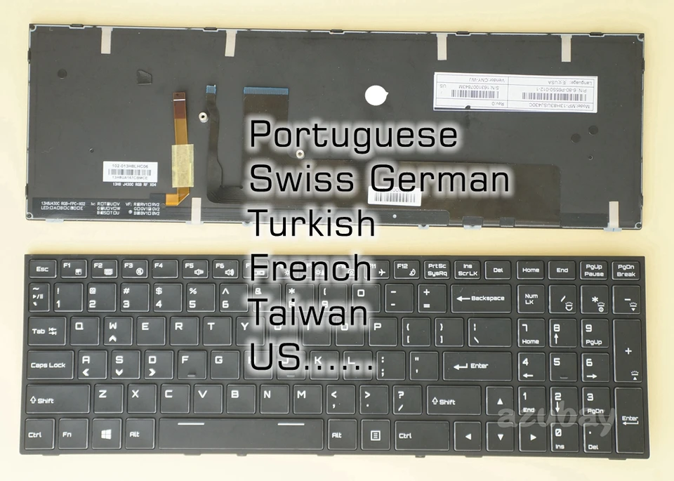 USA Taiwan Portugalci Švajčiarska turecká francúzska klávesnica pre Sager NP8174 NP8176 NP8177 Medion Eraser X7847 XMG P507 P707 RGB Packlit