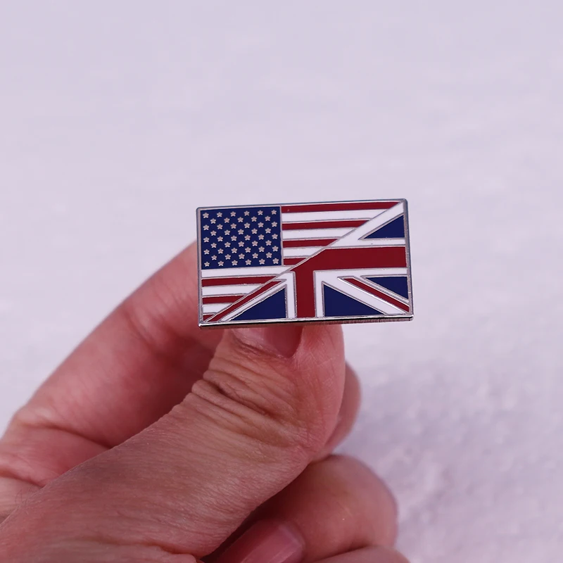 USA UK Spojené kráľovstvo britská americká vlajka priateľstva odznak smalt