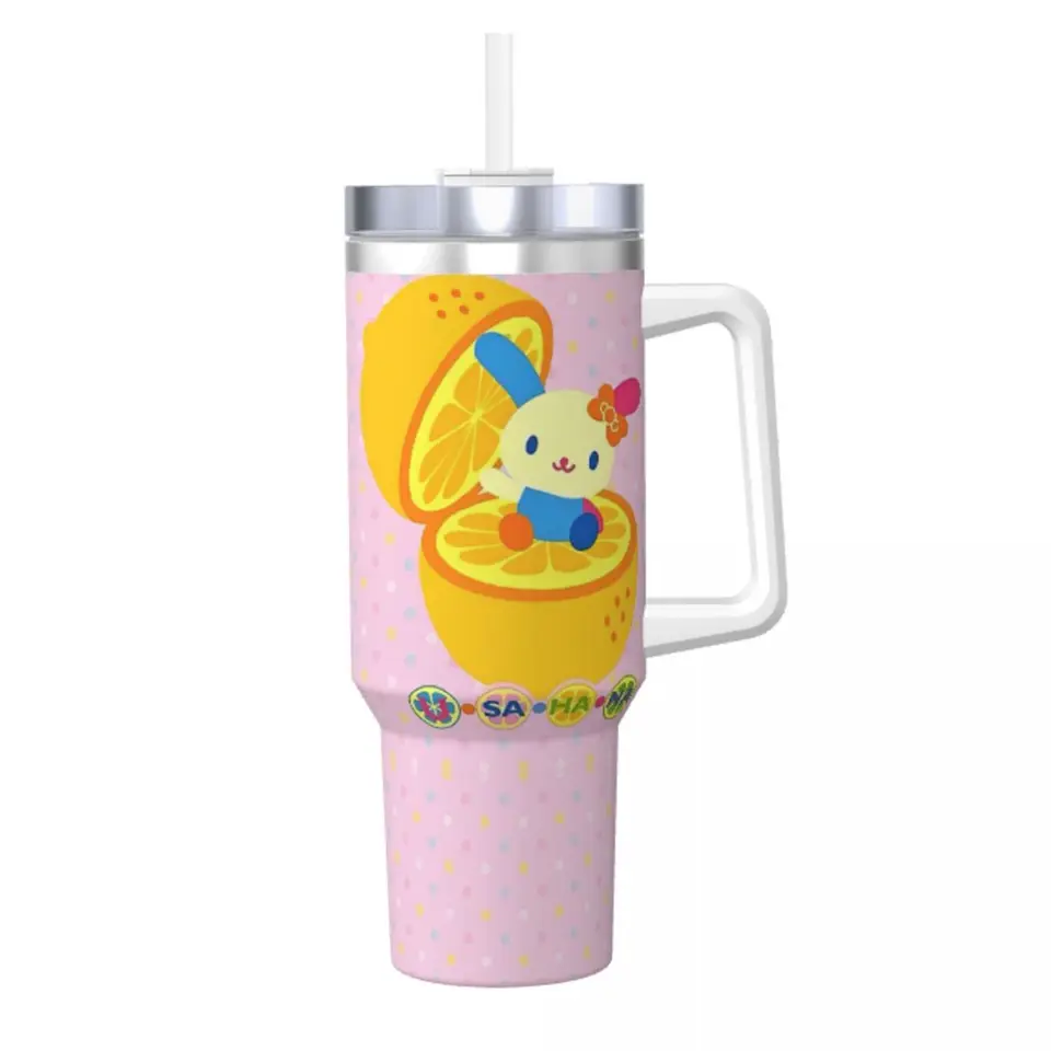 Usahana Kawaii Cartoon Anime Nerezová oceľ Thermal Cups so slamami a veka veľkú kapacitu hrnčeky šálka vody
