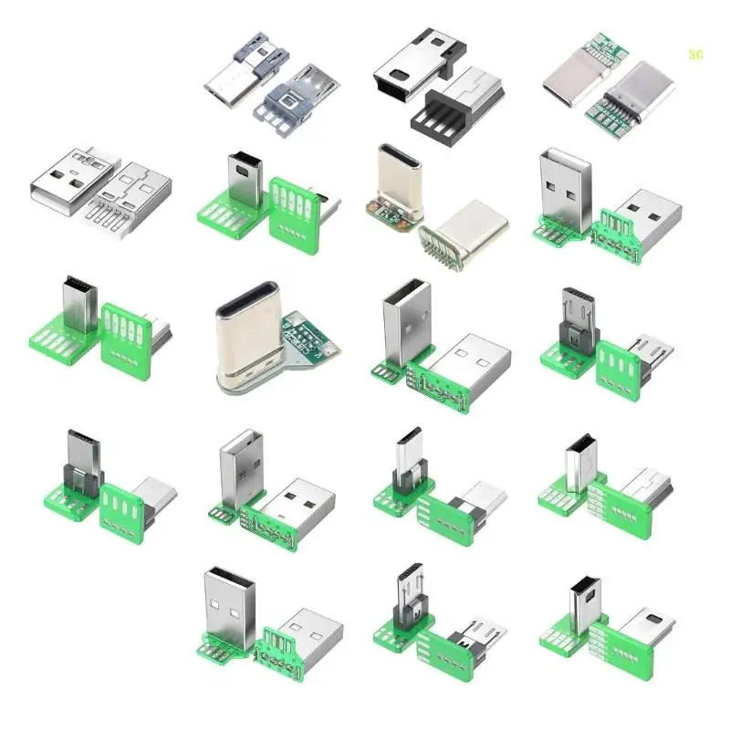 USB 2,0 90 stupňov USB 4PIN/TYP C 5PIN PCB SONDINGING DATA nabíjanie Dropshipping