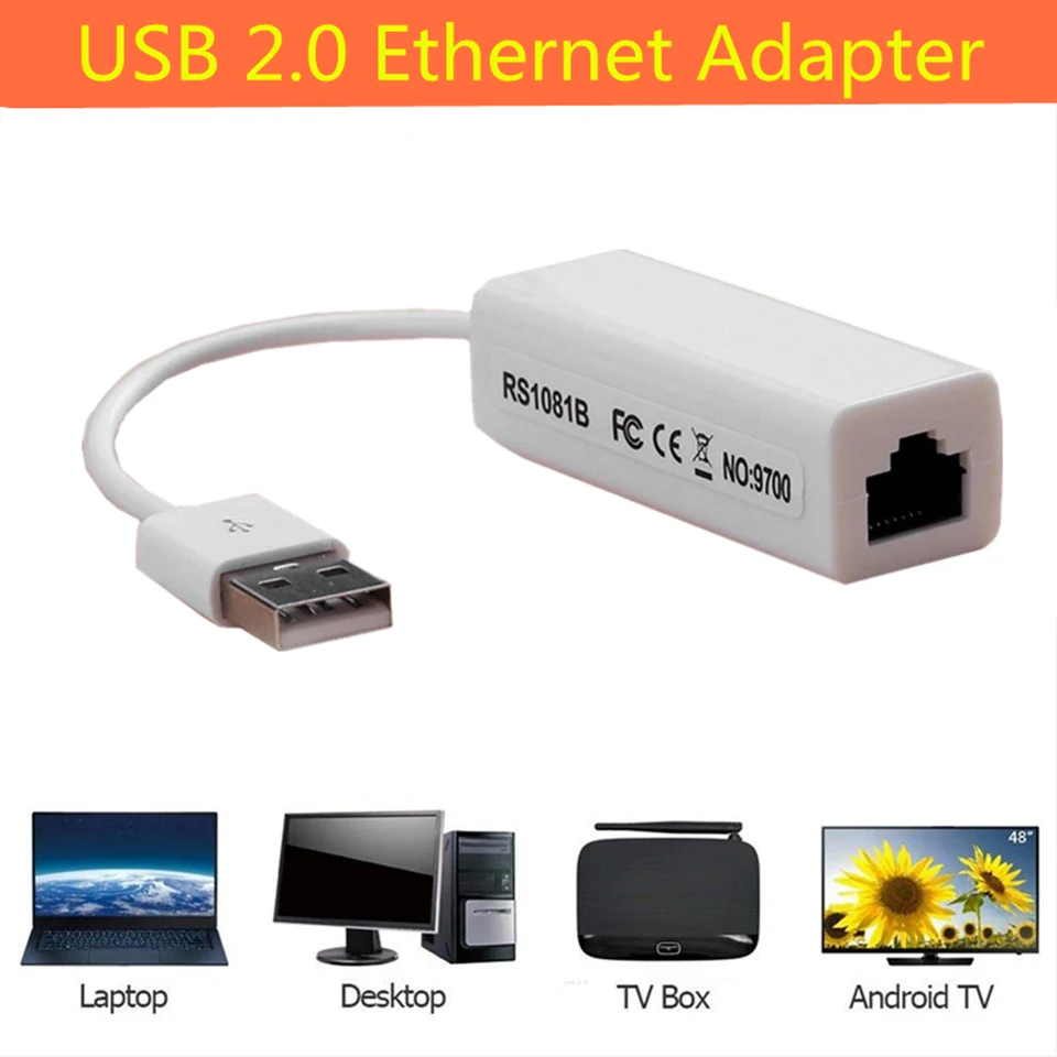 USB 2.0 Ethernet Adapter Sieťová karta USB na RJ45 10/100 Mbps LAN Internetový kábel pre MacBook PC Windows XP 7 8 10 Lux