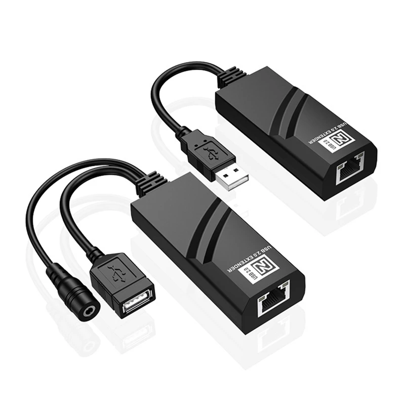 USB 2.0 Extender Over Cat5 Cat5e Cat6 prenos ethernetového kábla do 100 m RJ45 prijímač s napájacím adaptérom DC5V/2A