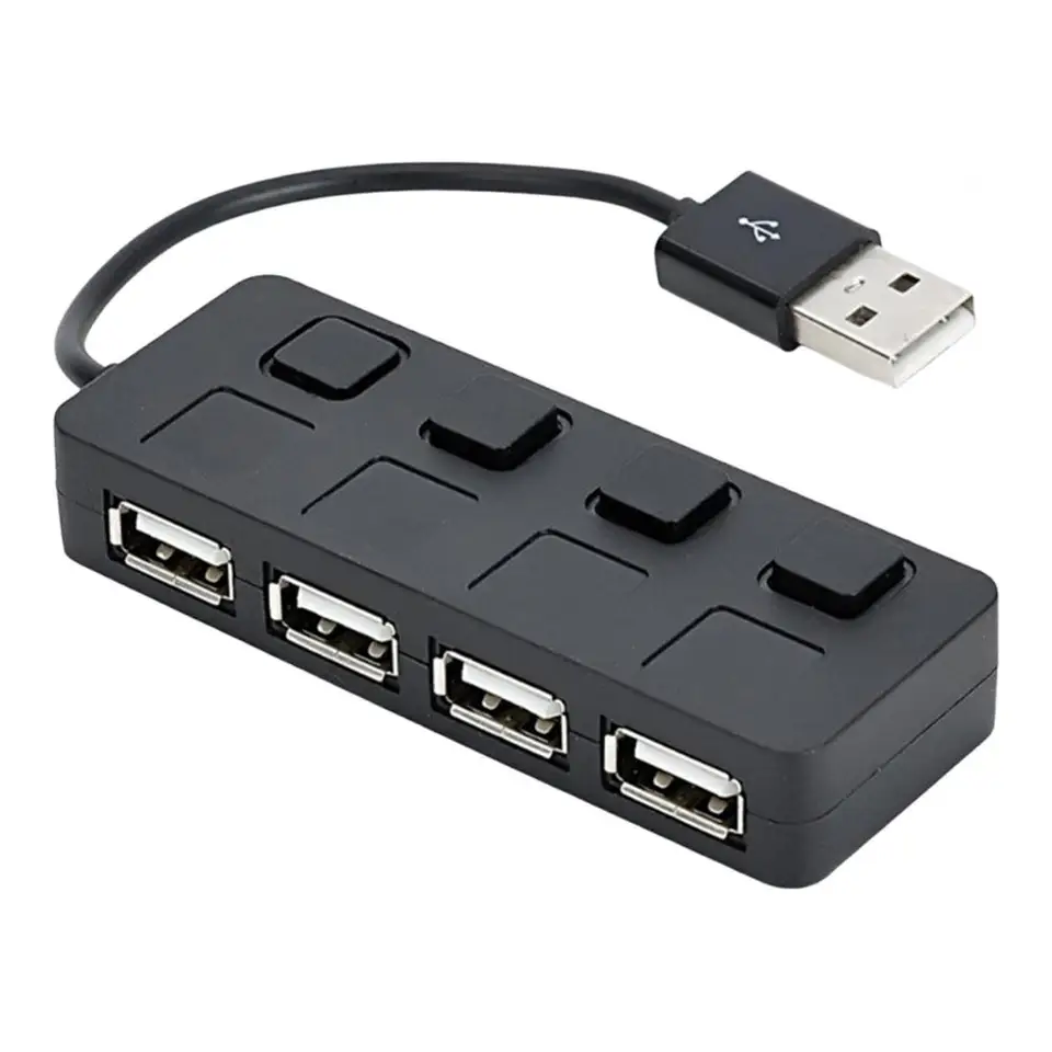 USB 2.0 Hub 4 Ports Expander Power Adapter Rozšírte Hub USB Splitter 4 Ports Expander Power Adapter pre prenosný počítač