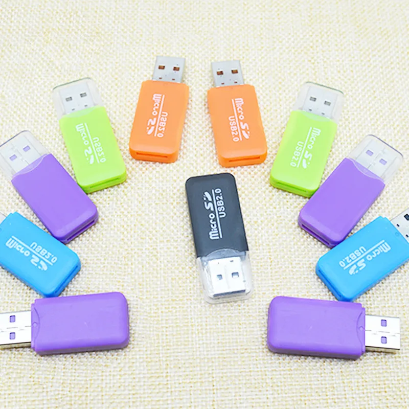 USB 2.0 Mini viacfarebná plastická pamäťová čítačka