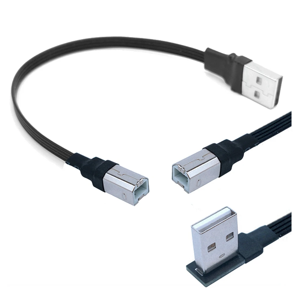 USB 2.0 Muž hore dole dole vľavo vpravo uhárený 90 stupňov až USB 2.0 Typ B Dátový kábel USB TYP-C plochý kábel 0,1 m/0,2 m/0,5 m/0,8 m