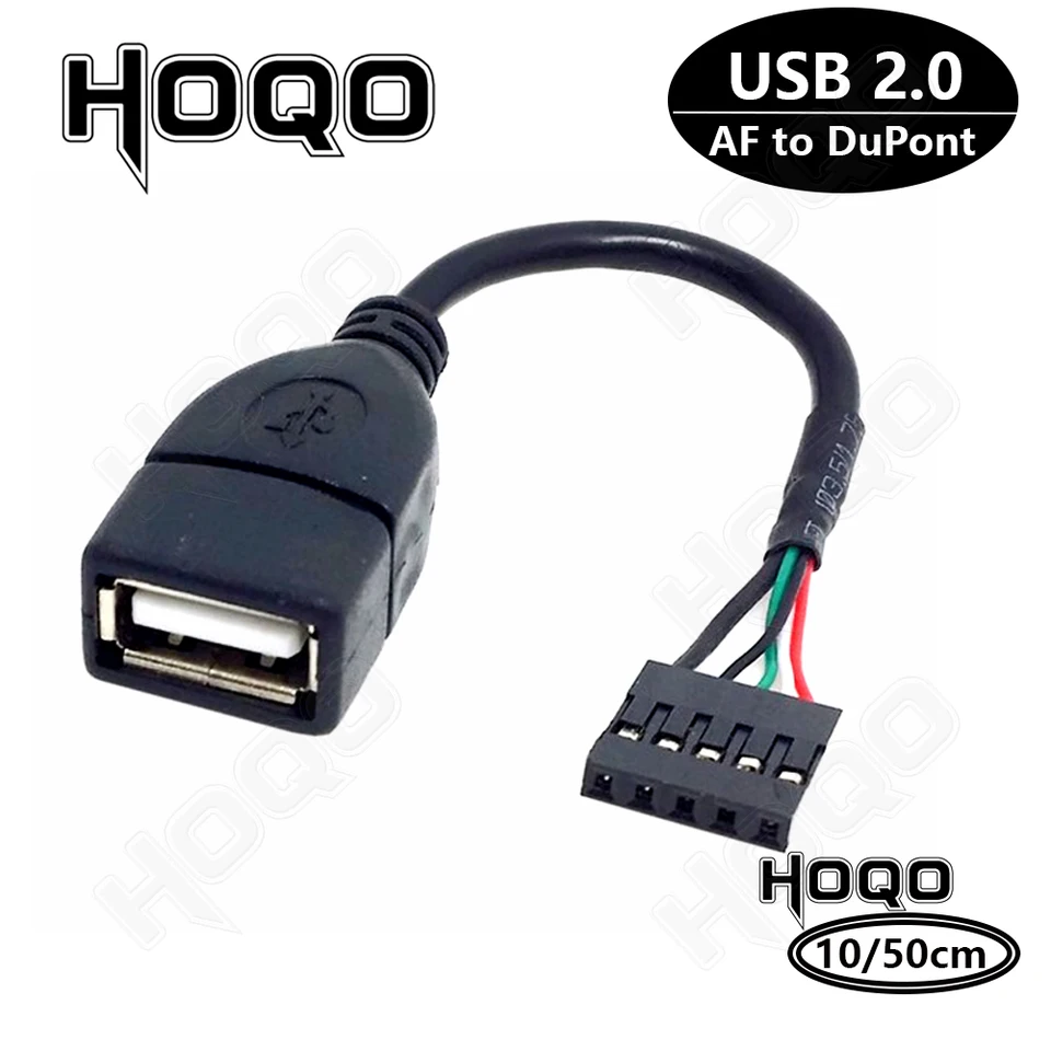 USB 2.0 Žena až interná 5pinová ženská základná doska Kábel USB Connector BULIT-In PCB Shielding 5-PIN DuPont 2.54 Kábel 0,1 m