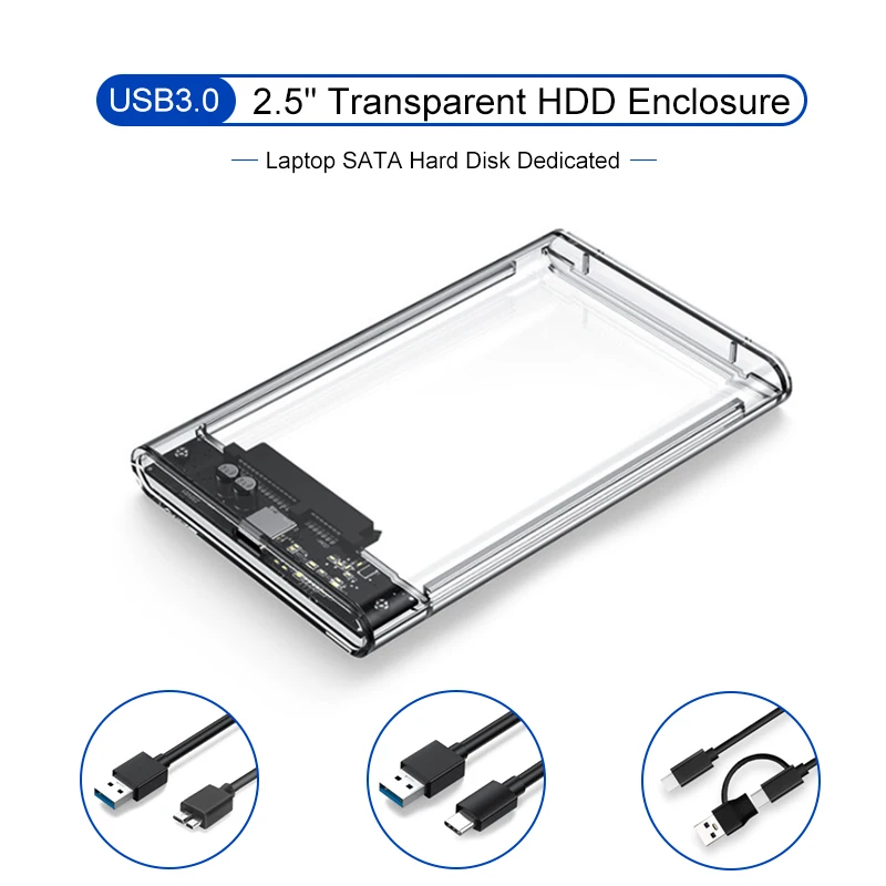 USB 3.0 Priehľadný kryt HDD 2,5 