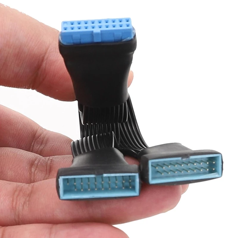 USB 3.0 Žena až samec 19/20 kolíkov 2x Splitter Cable CaBer pre príslušenstvo hlavnej dosky Interný predlžovací adaptér kábel 15 cm