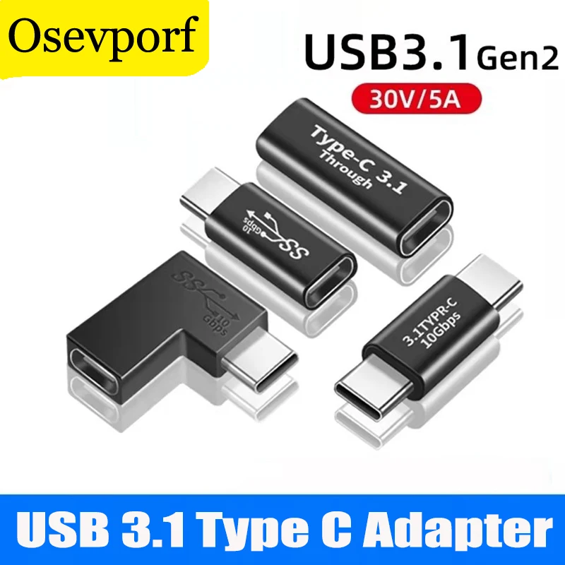 USB 3.1 Typ C Adaptér lakťový prevodník USB C Synchronizácia nabíjania Data synchronizácie USBC Žena na mužský typ Typec pre PC Tablet prenosného počítača