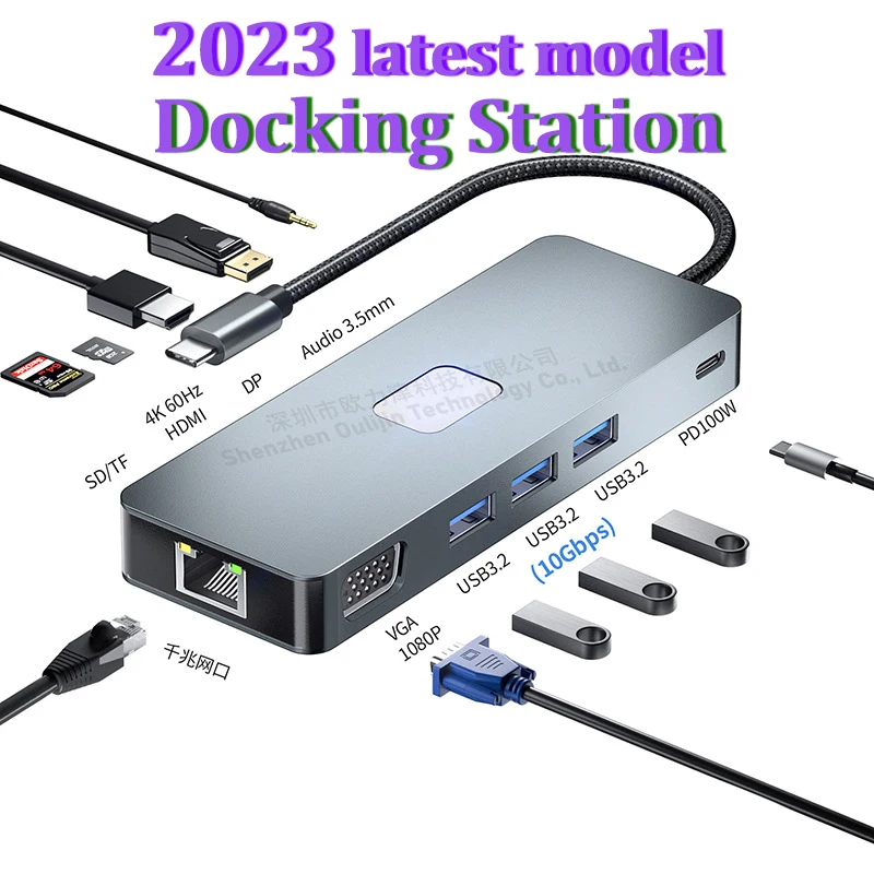 USB 3.2 Gen 10 Gbps Transfer RJ45 1000M VGA MST Hub Thunderbolt Docking Station HDMI DP 4K 60 Hz pre notebook MacBook Dell Lenovo HP