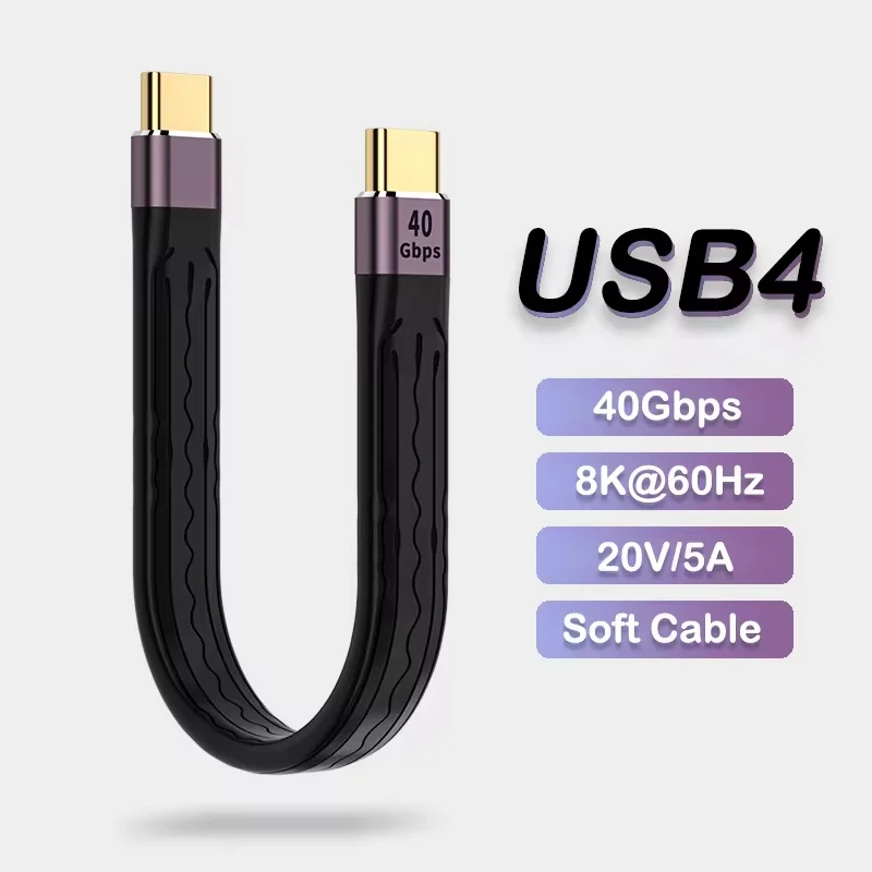 USB 4.0 Gen3 Dátový kábel PD 100W 5A Rýchle nabíjanie USB C na typ C kábel Thunderbolt 3 4K@60 Hz kábla USB Tipo C 40 GBPS Dáta Cabel