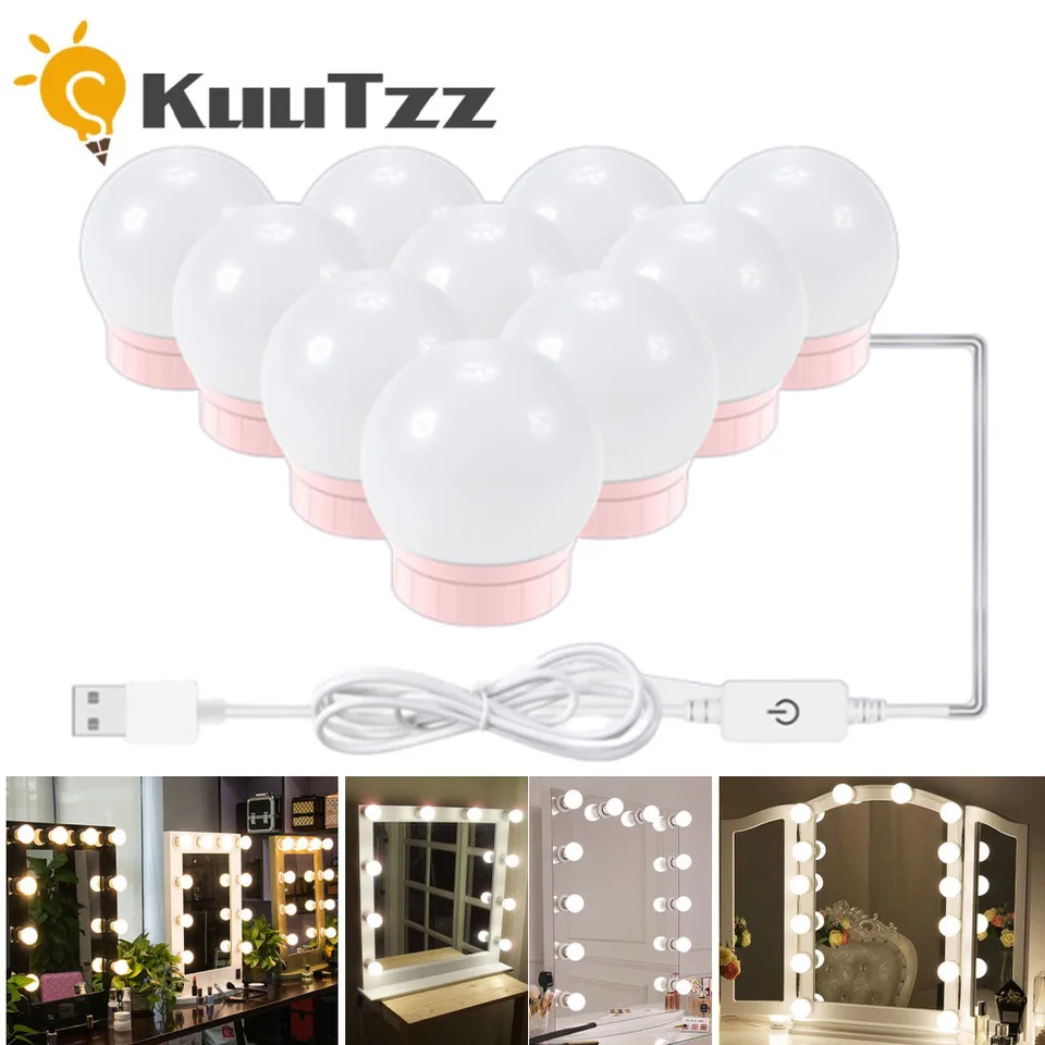USB 5V Make -up zrkadlové LED žiarovky žiarovky Vanity svetlá stmievacie kúpeľňové toaletné osvetlenie LED VALITNÉ Svetlo pre zrkadlo svetlo