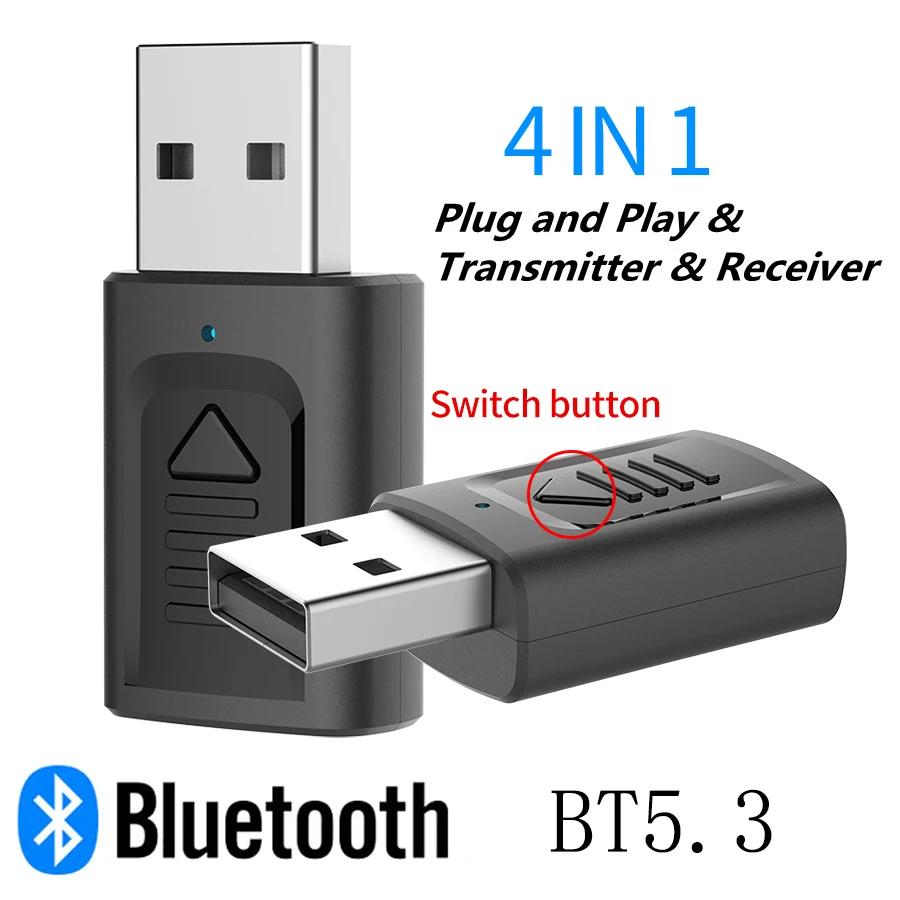 USB a 3,5 mm aux Bluetooth 5.3 Dongle Audio Persitter Pastter Hudobný adaptér pre PC MP3 reproduktor TV bezdrôtové rádio pre slúchadlá
