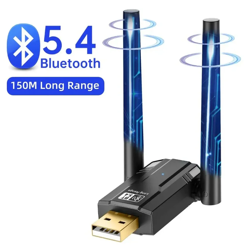 USB Bluetooth 5.4 5.3 Adaptér 150 m Dongle pre PC Wireless Klávesnica Mouse Hudba Hudobný zvukový prijímač prijímača Bluetooth