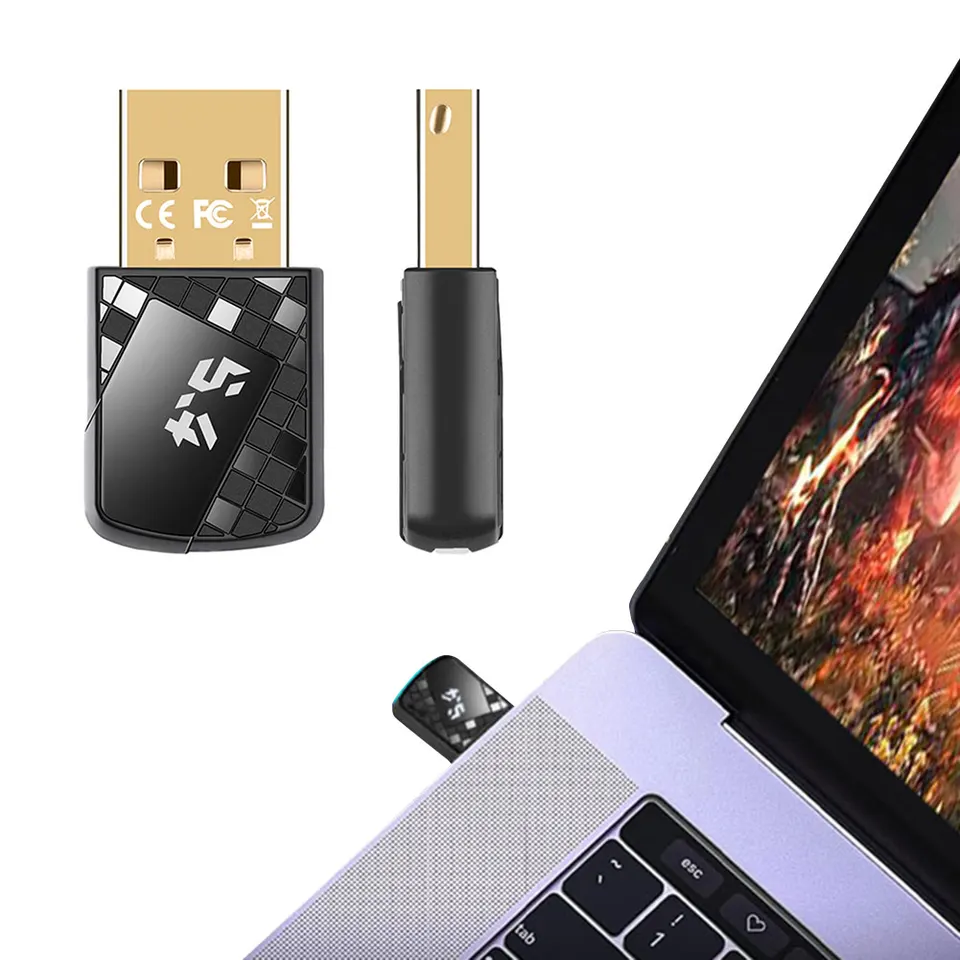 USB Bluetooth kompatibilný 5.4 Adaptér Hudobný zvukový prijímač Ponoter Drive Drive Bezplatný zvukový prijímač pre klávesnicu myši s myšou reproduktormi