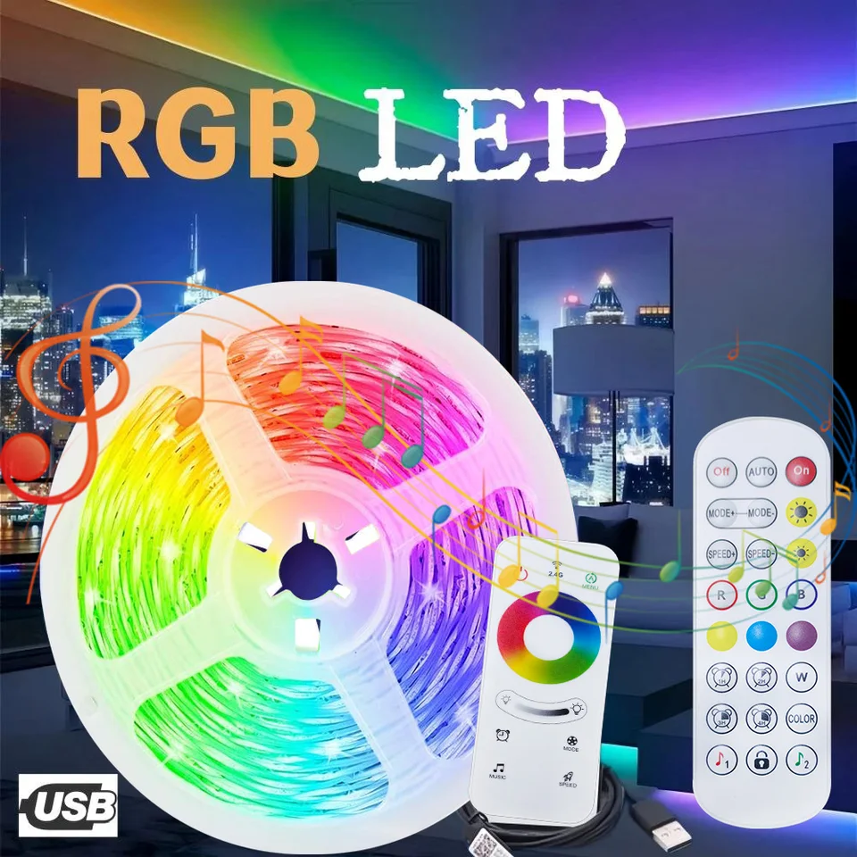 USB Bluetooth LED LIGH Lights RGB 5050 1M-30M Infračervené ovládacie prvky LUCES Svetlá dekora